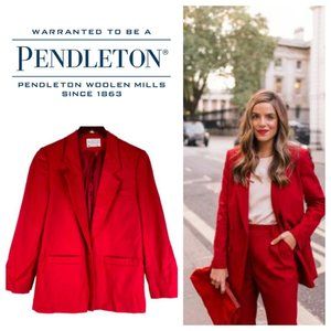 Pendleton 8P 8 Petite Blazer Jacket 100% Wool Bright Red Holiday Career